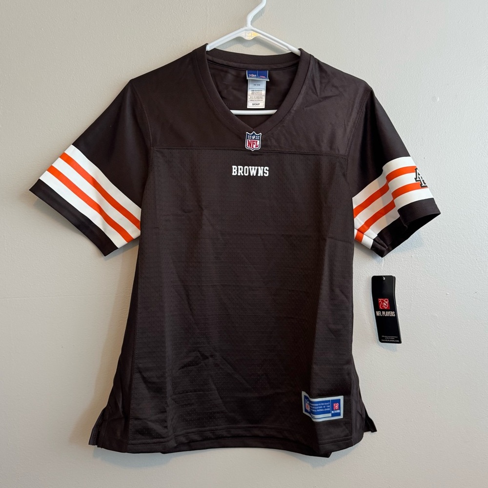 NFL Cleveland Browns Women's Blank Team Jersey with Striped Sleeves NWT